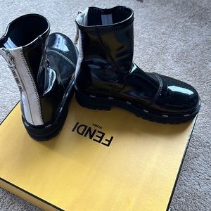Fendi black platform combat boots